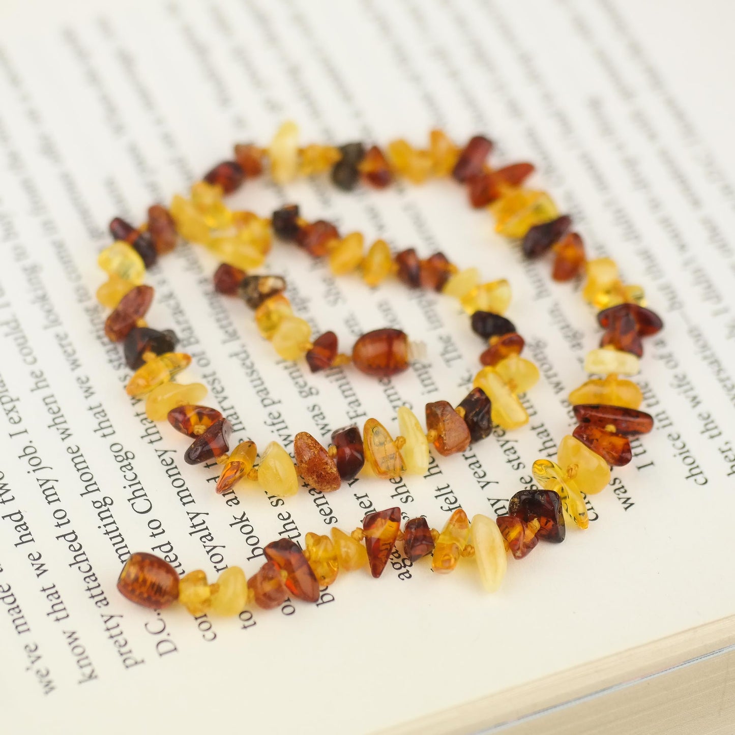 Handmade natural Baltic amber chokers from chip style beads