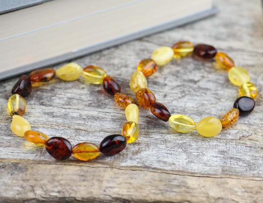 Multicolour natural Baltic amber bracelet