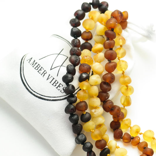 Raw amber necklaces for all family