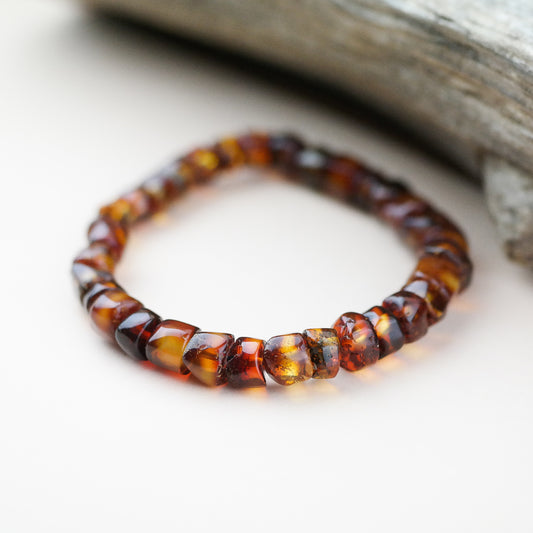 Beautiful unisex, cognac amber bracelet