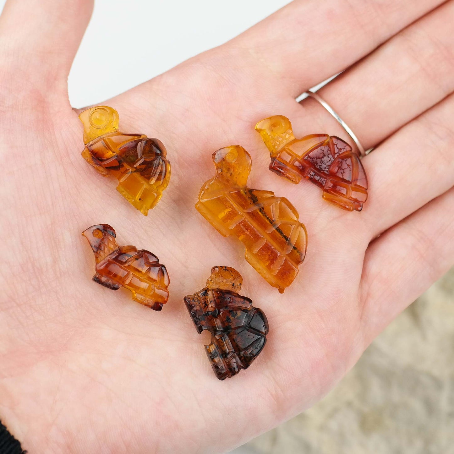 Small turtle figurines from natural Baltic amber