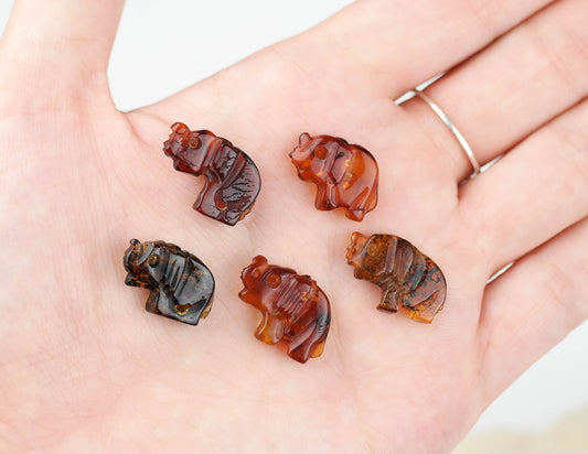 Handmade amber elephant beads