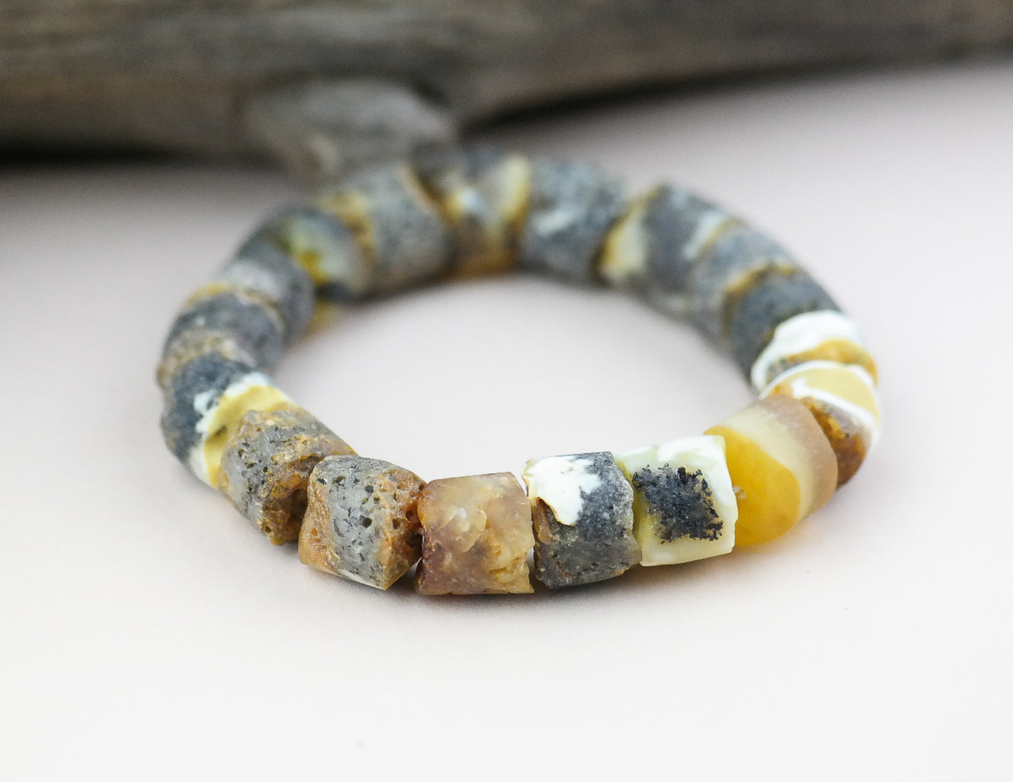 Unique butterscotch green amber bracelet