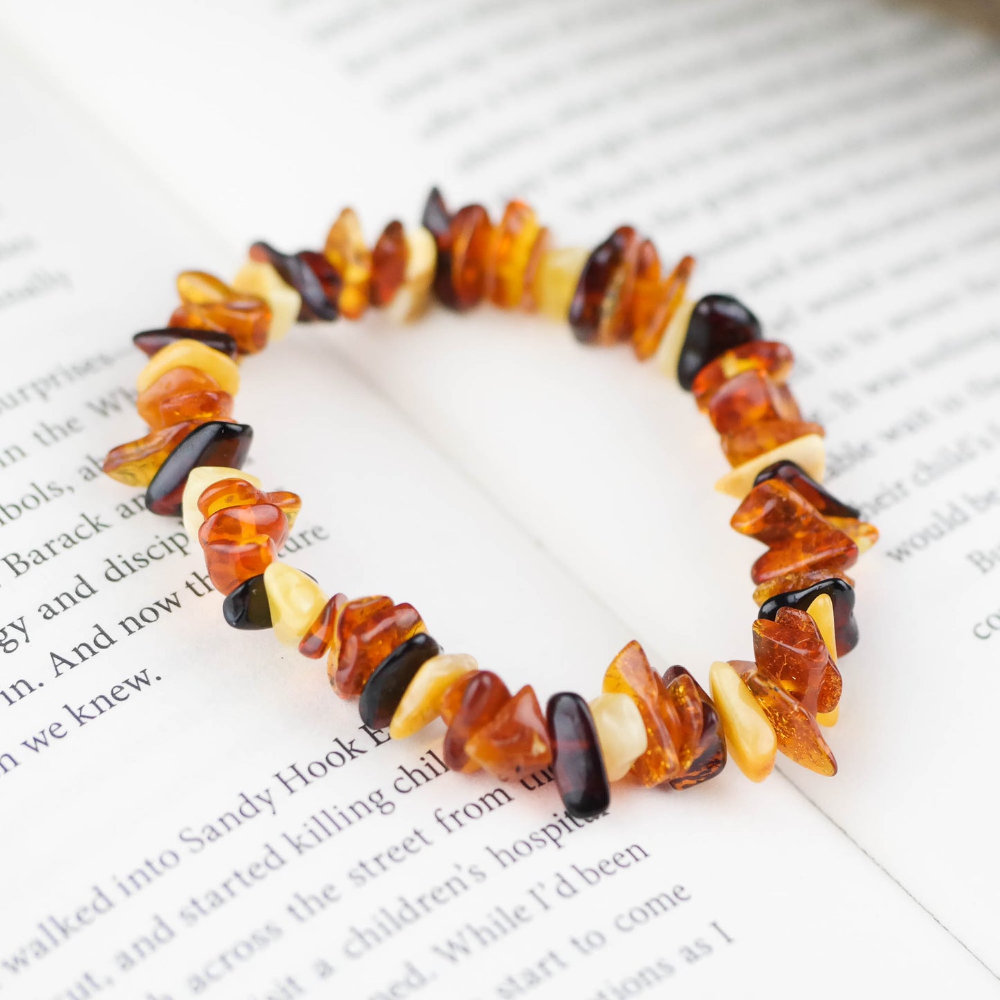 Colourful natural Baltic amber bracelet