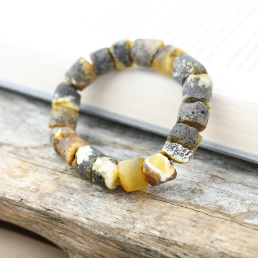 Unique butterscotch green amber bracelet