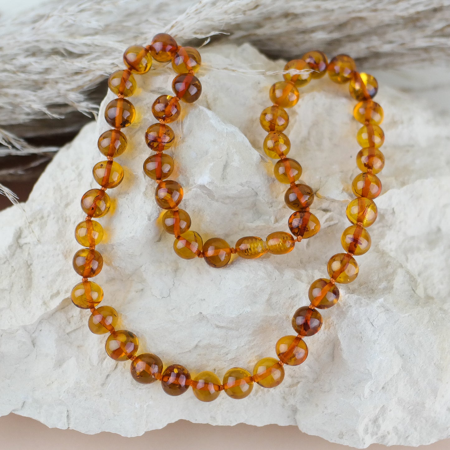 Amber necklace from large baroque beads