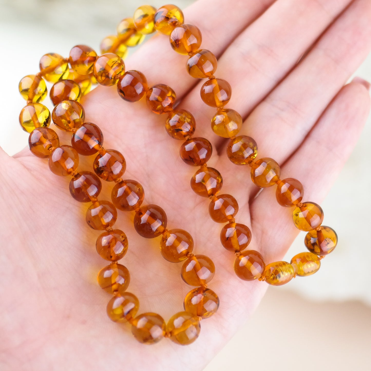 Amber necklace from large baroque beads