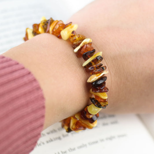 Colourful natural Baltic amber bracelet