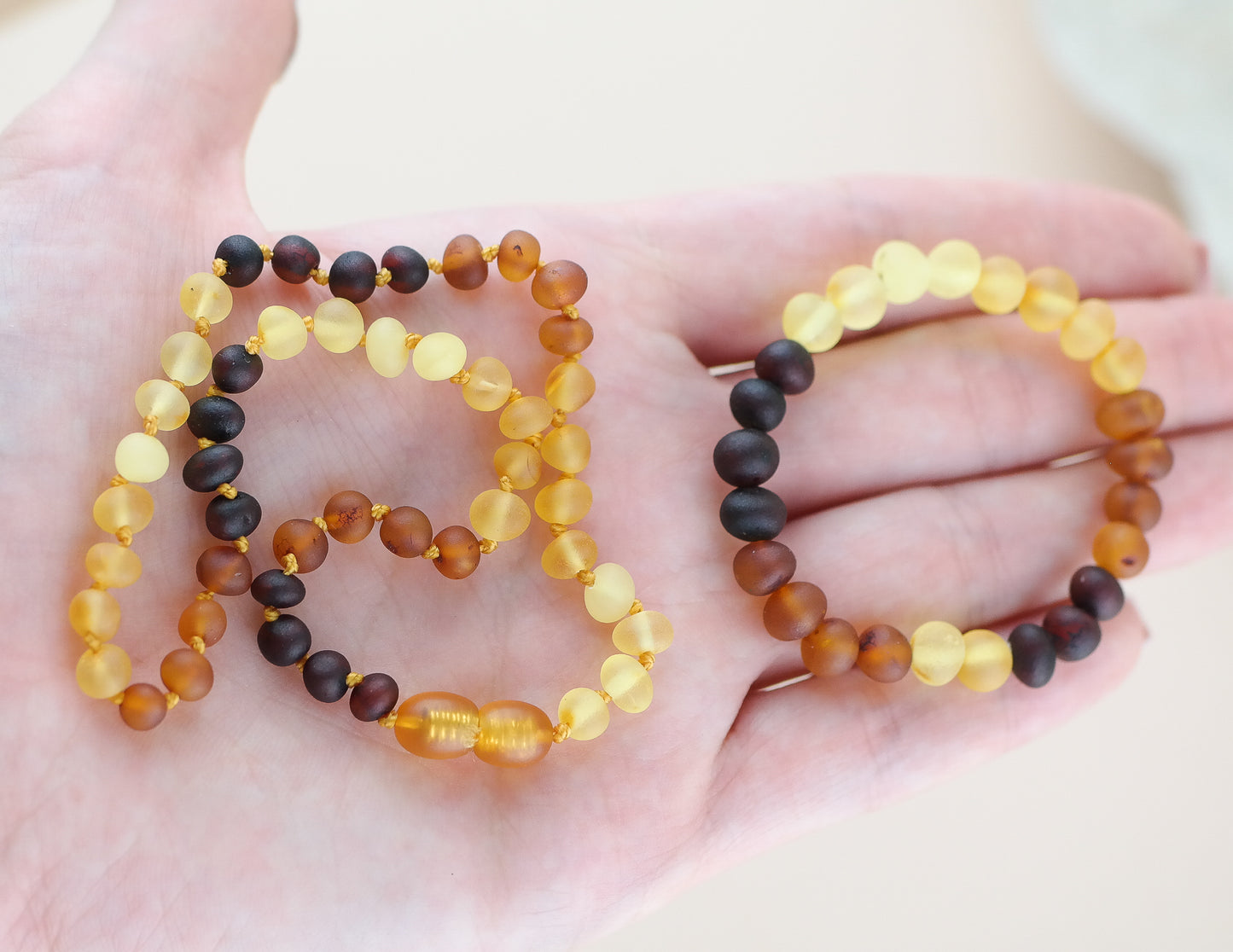 Raw amber rainbow necklaces