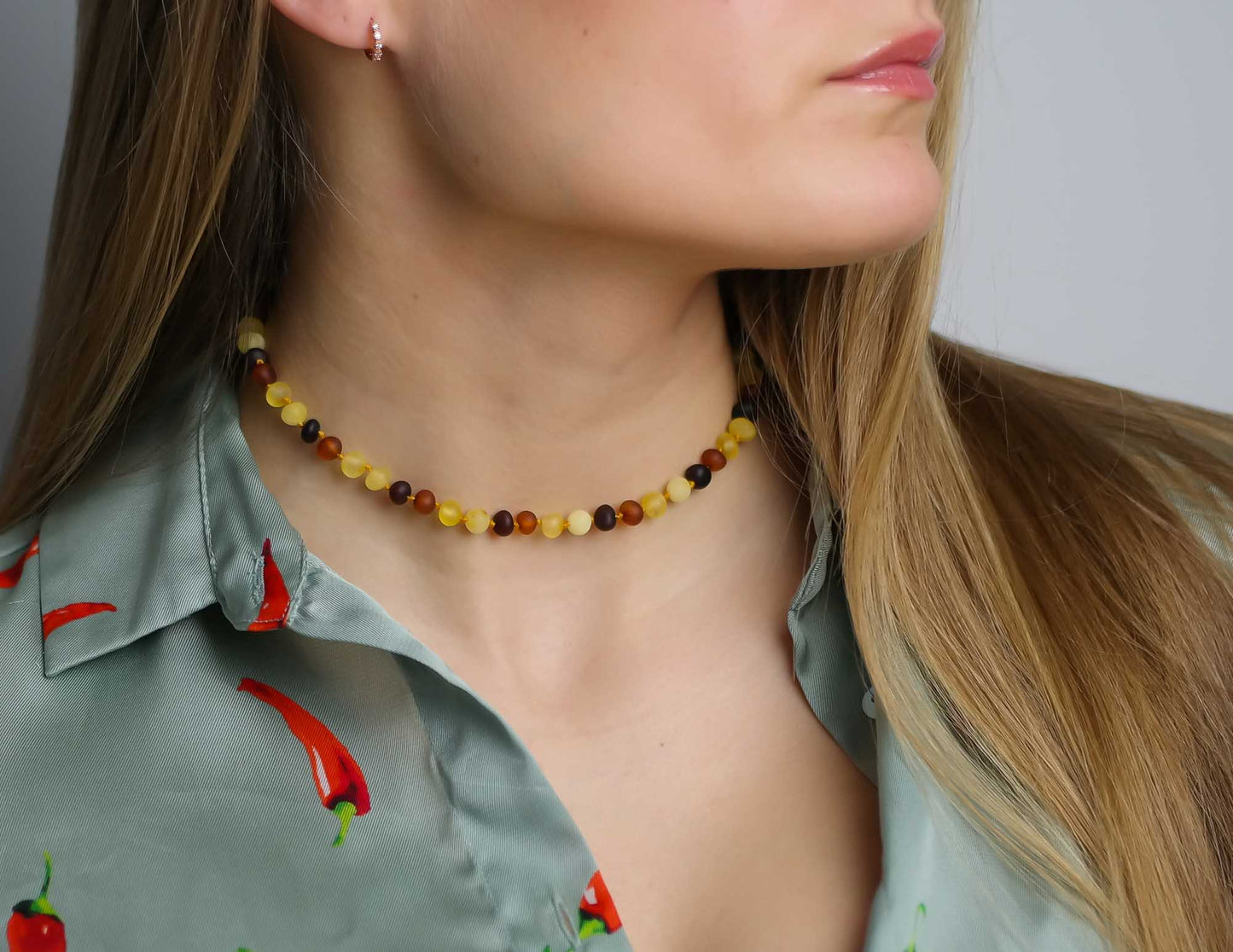 Natural raw Baltic amber chokers