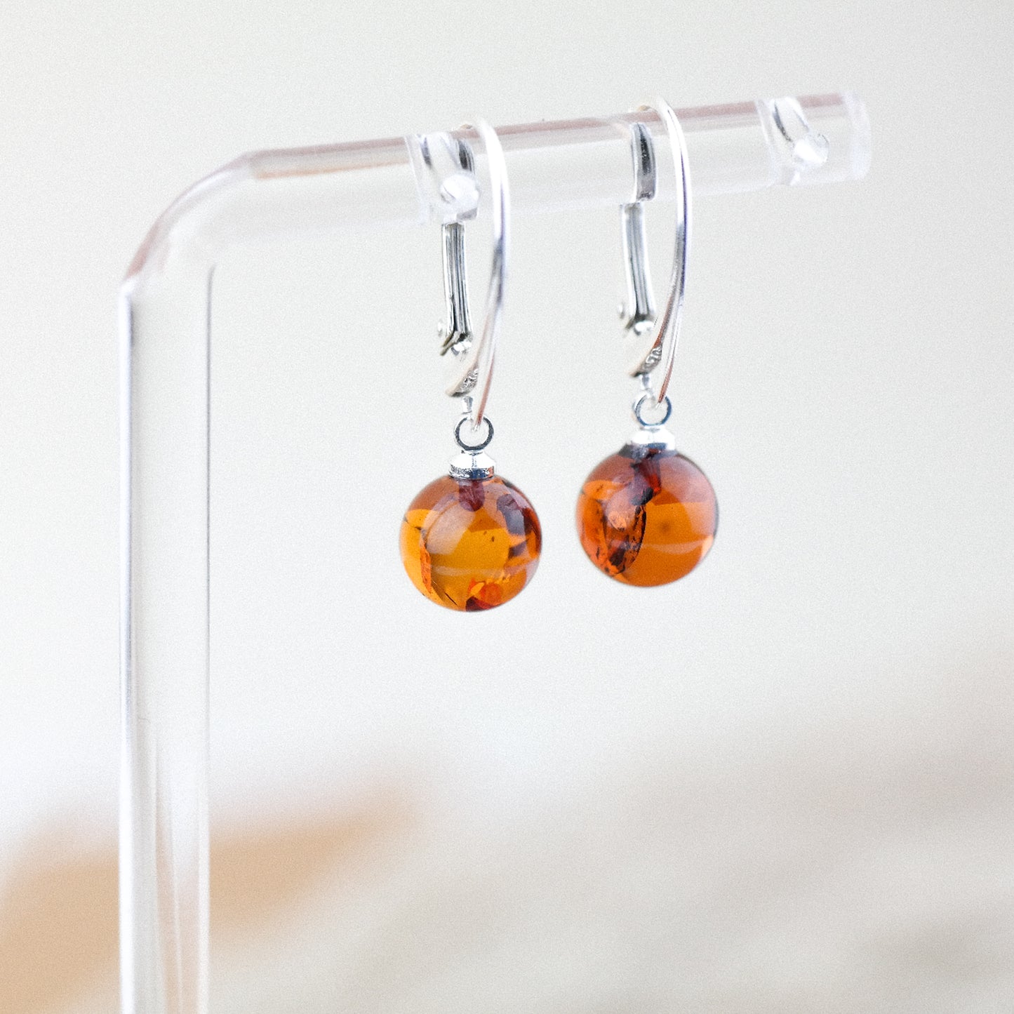 Natural amber drop earrings for women