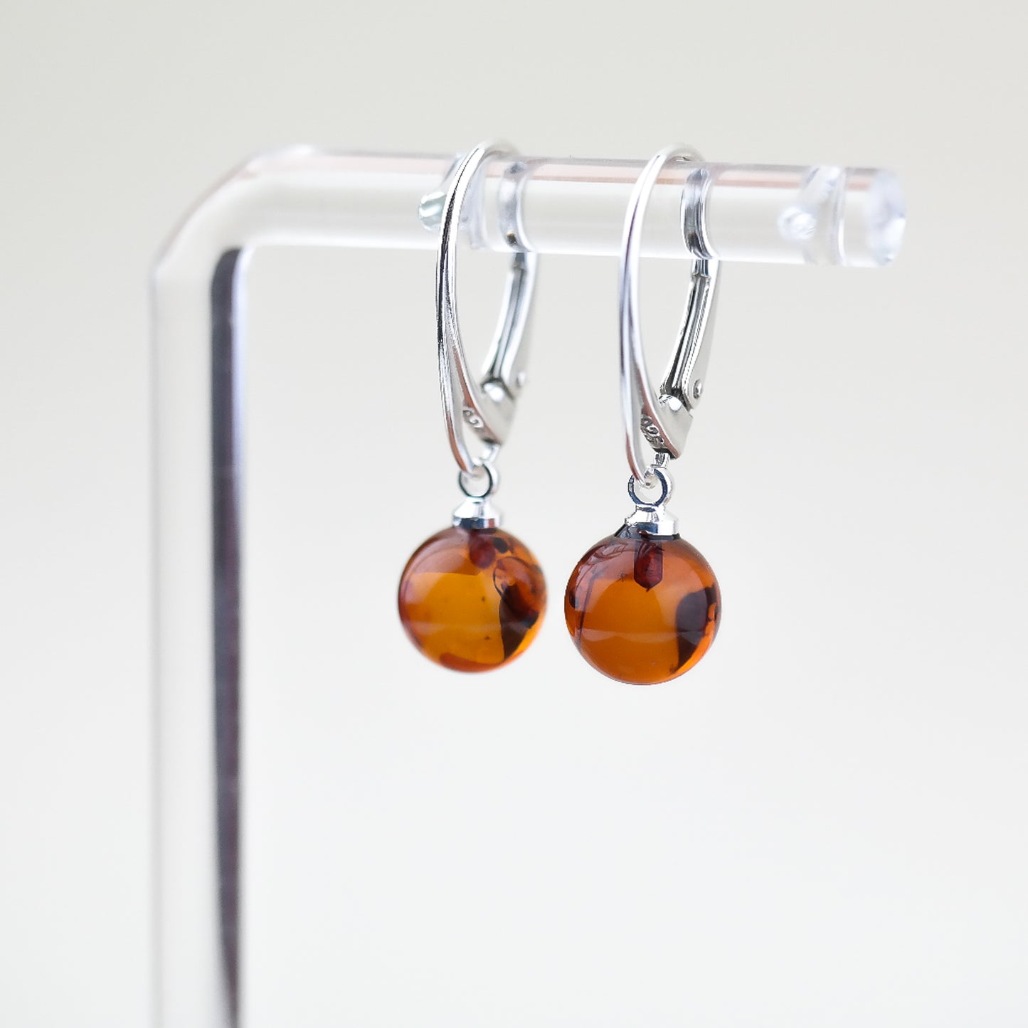 Natural amber drop earrings for women