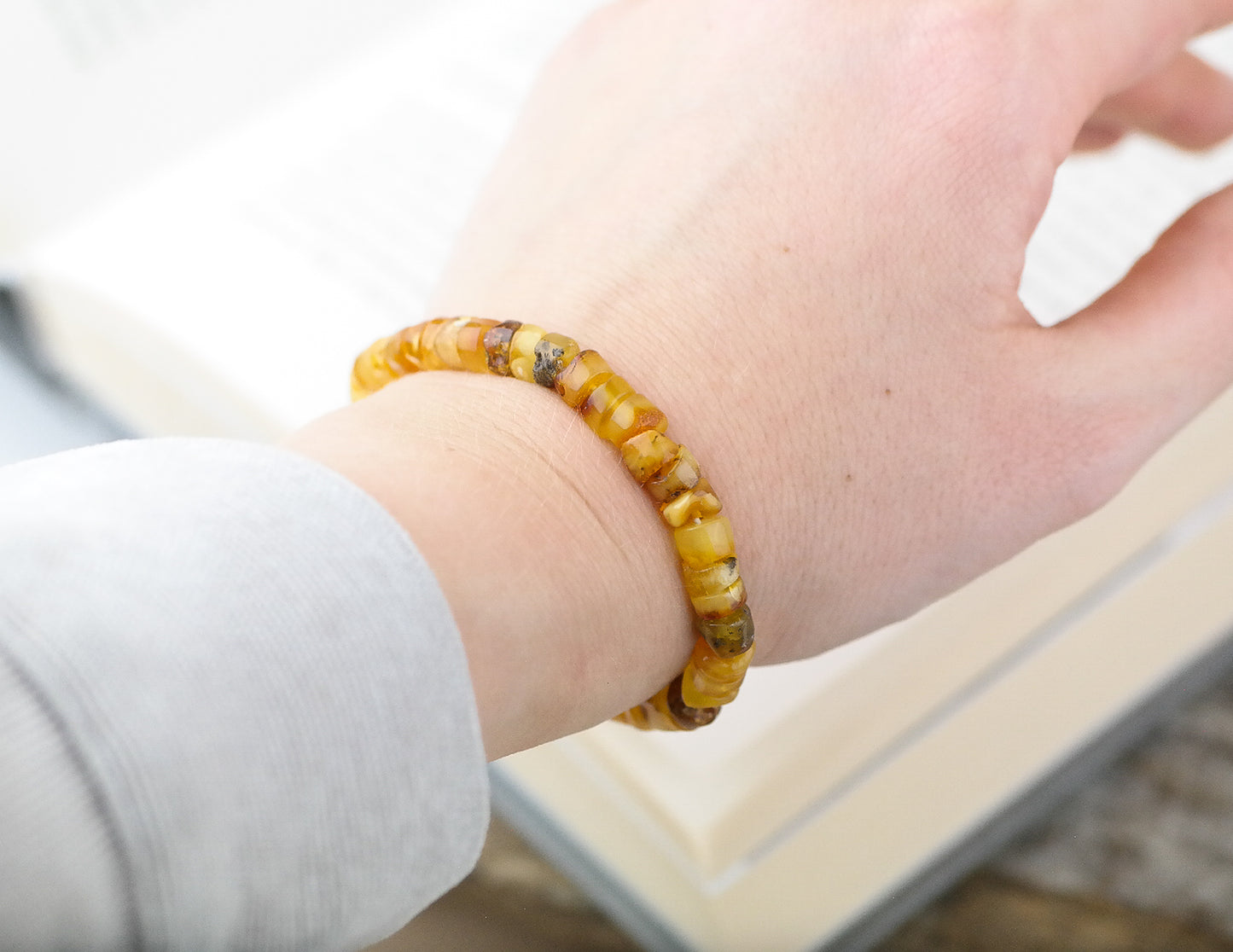 Tube amber bracelet for men and women