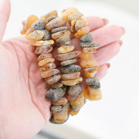 Raw chip style amber bracelets