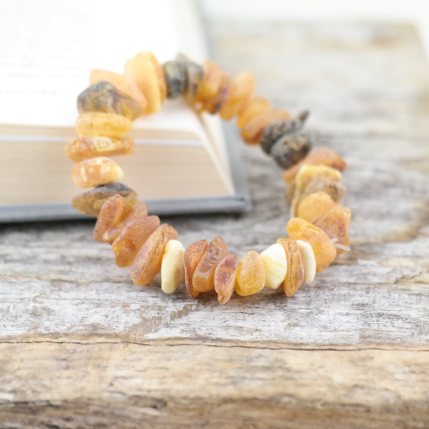 Raw chip style amber bracelets