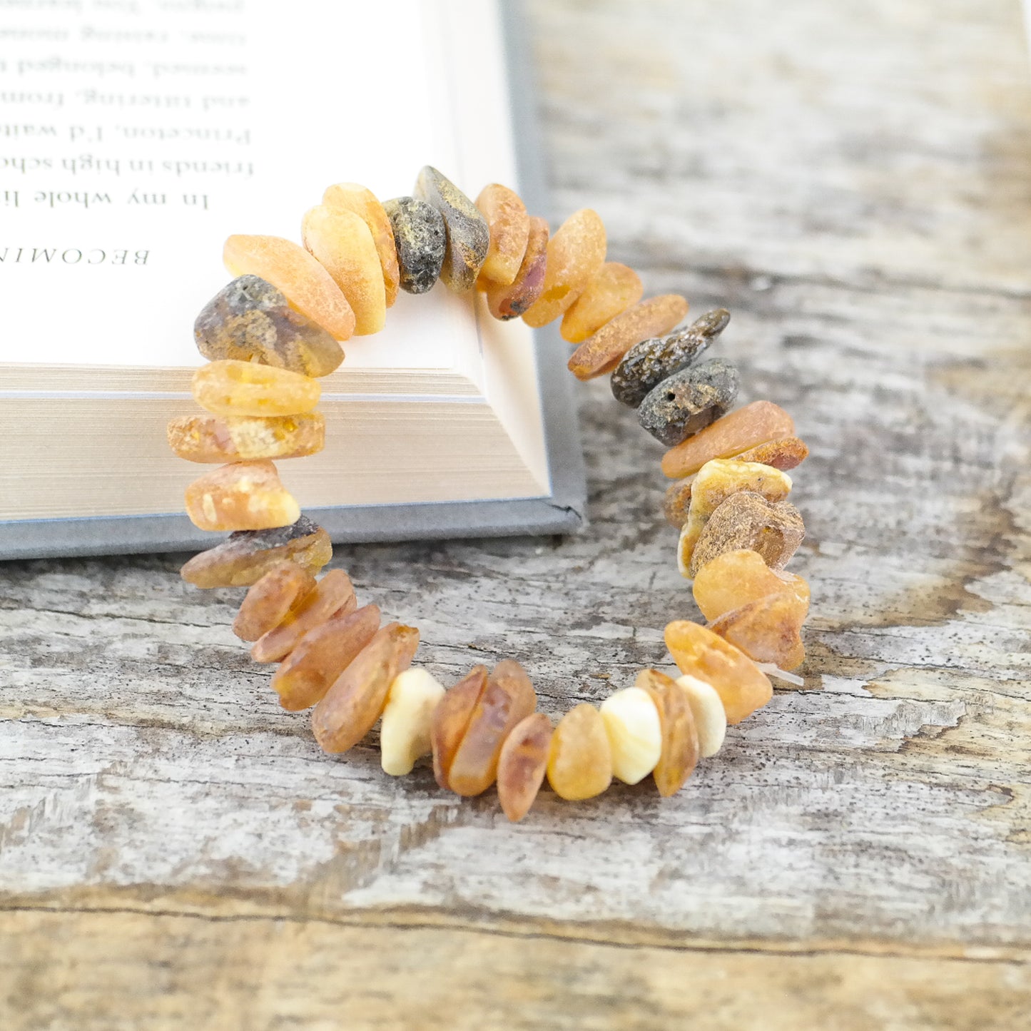 Raw chip style amber bracelets