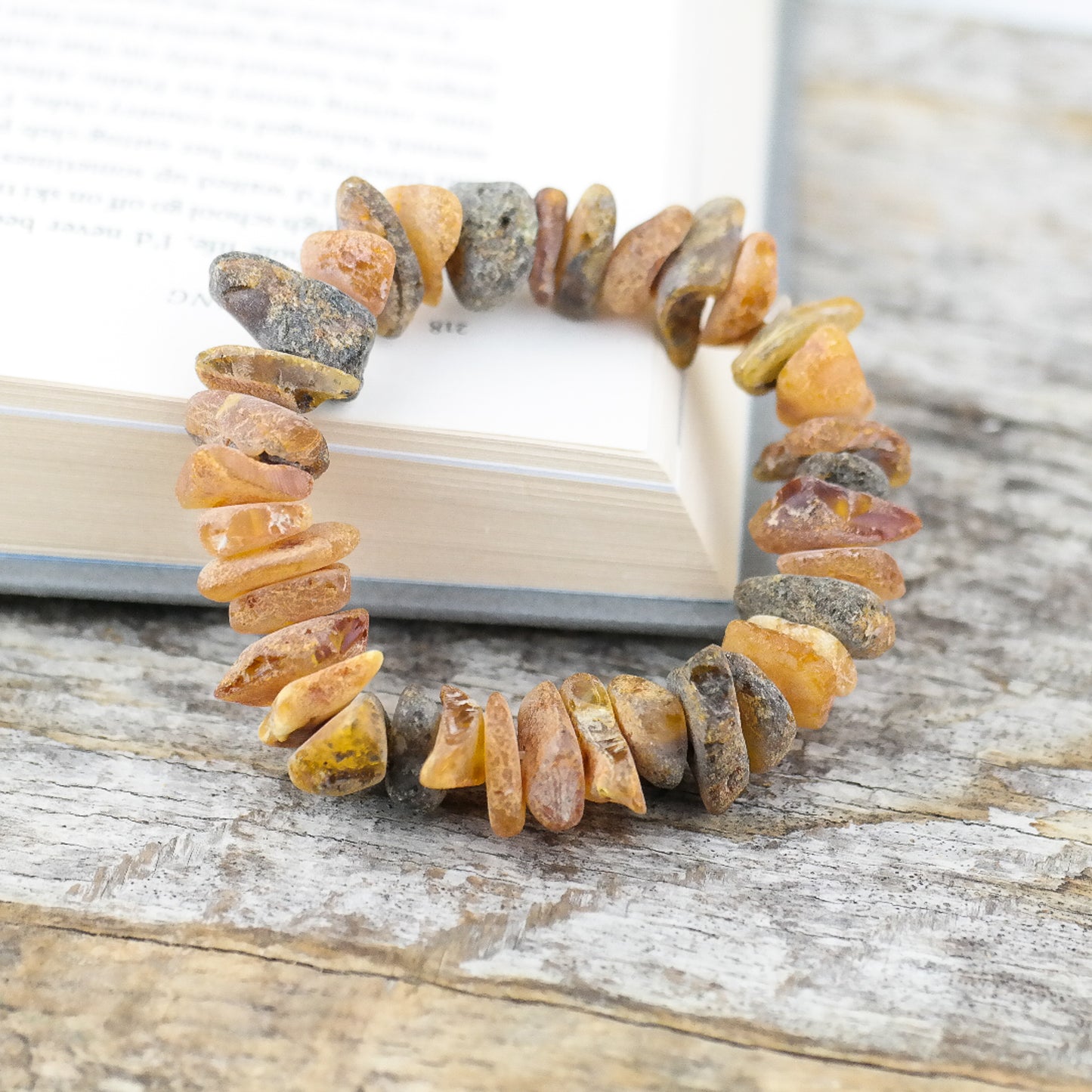 Raw chip style amber bracelets