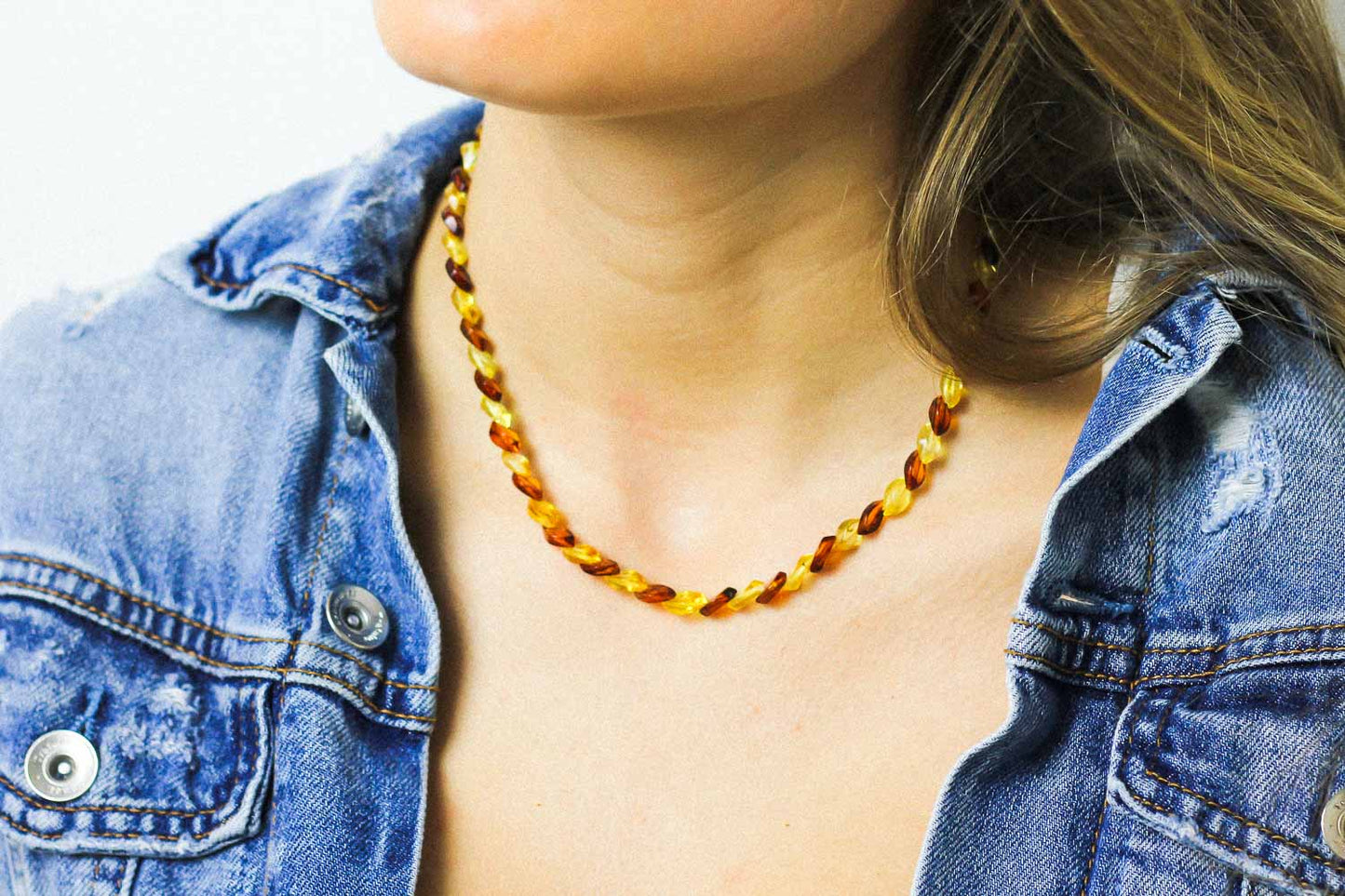 Amber necklace from tear drop shaped beads