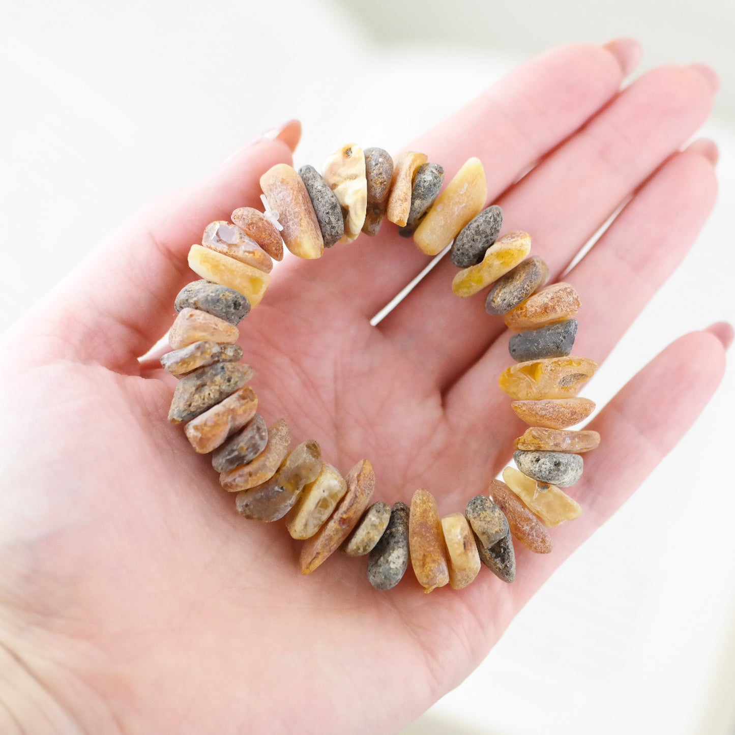 Raw chip style amber bracelets