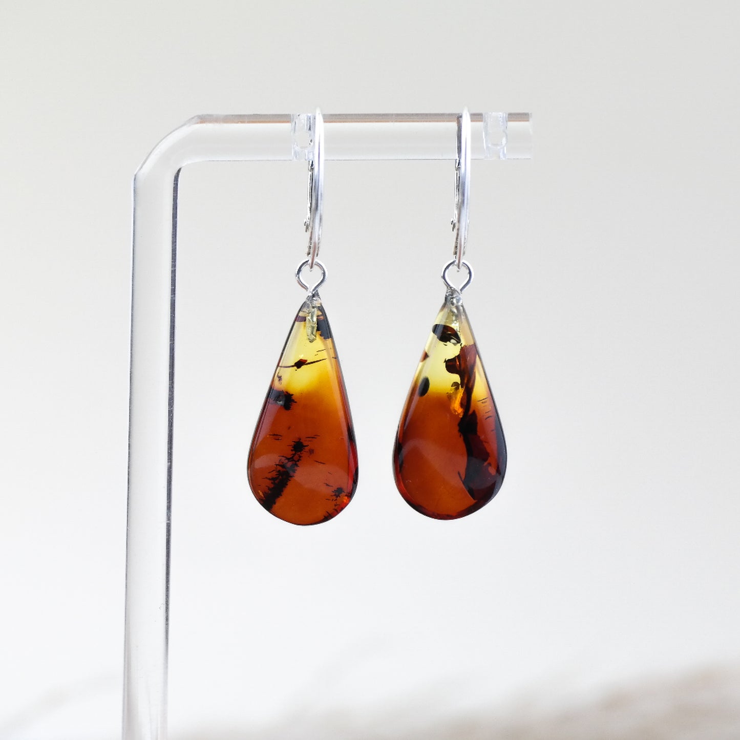 Ombre earrings from natural Baltic amber