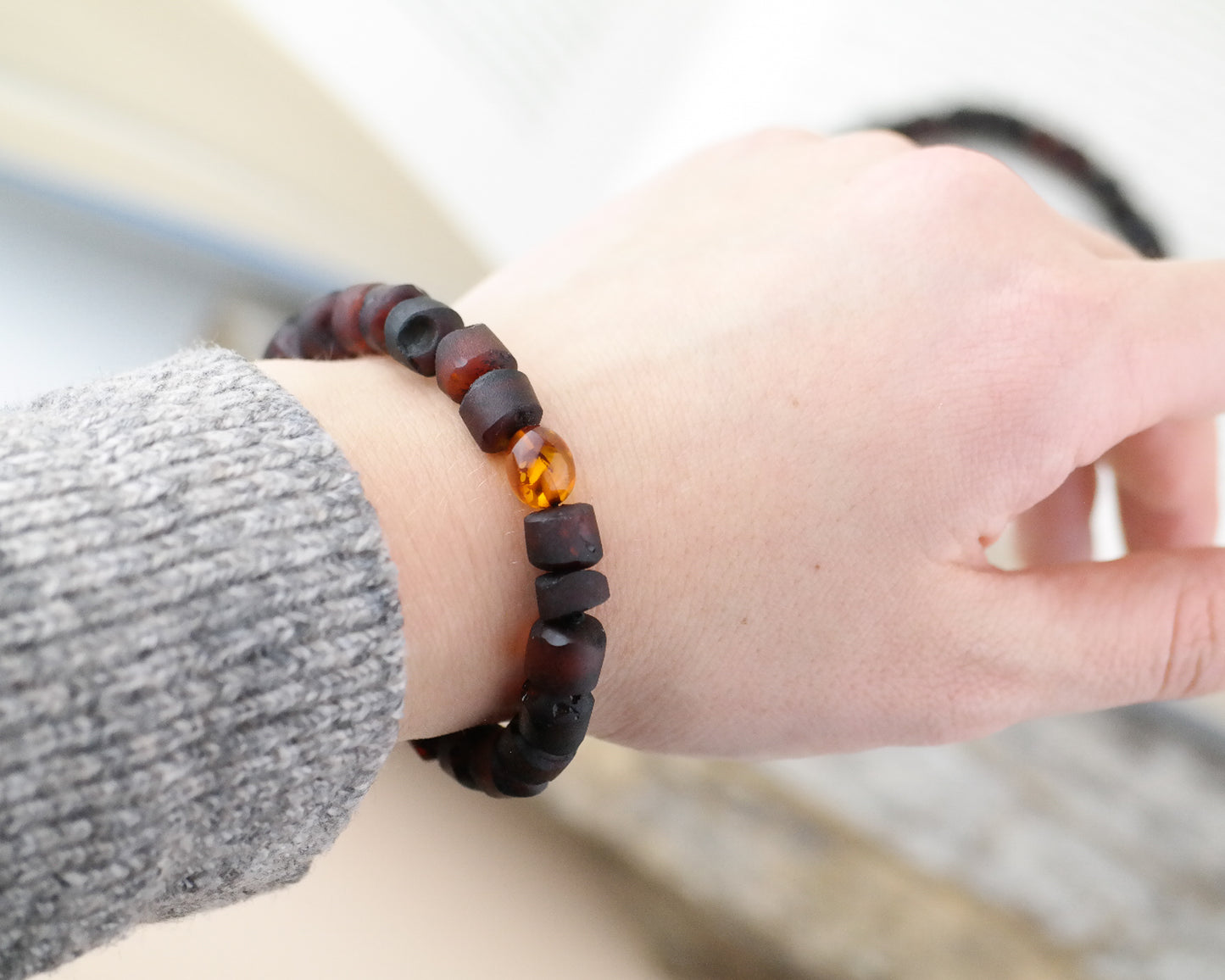 Dark raw amber bracelets for men and women