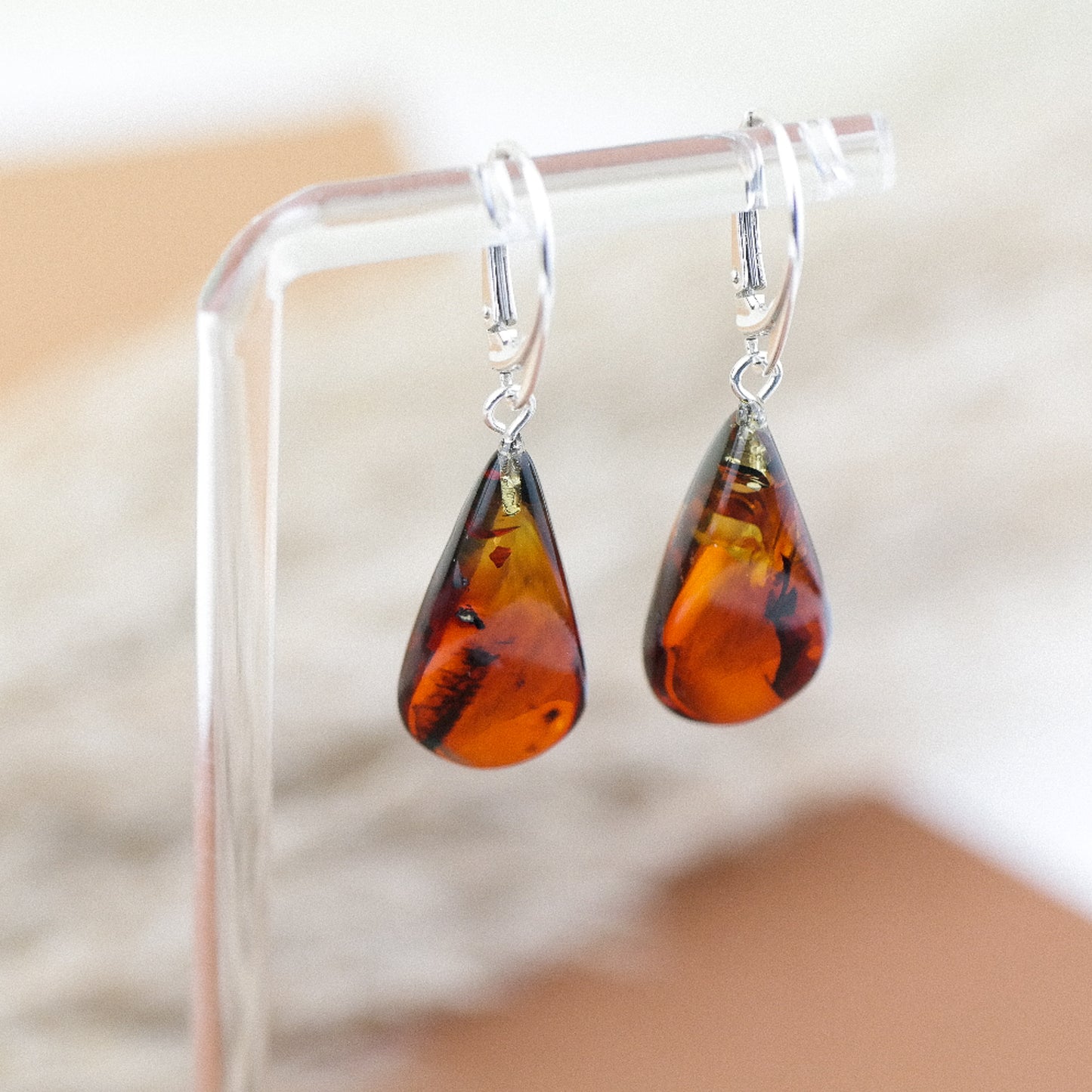 Ombre earrings from natural Baltic amber