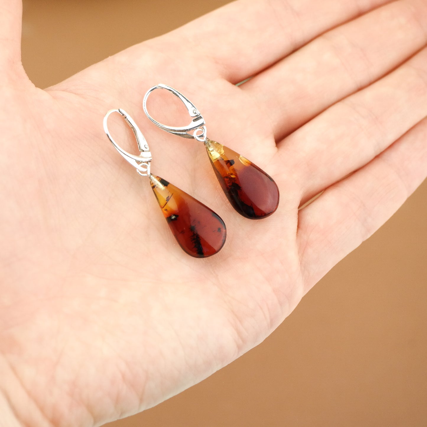 Ombre earrings from natural Baltic amber