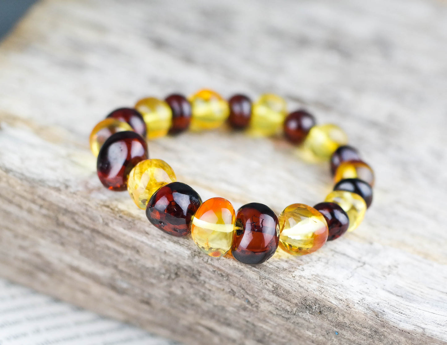 Natural Baltic amber beaded bracelet