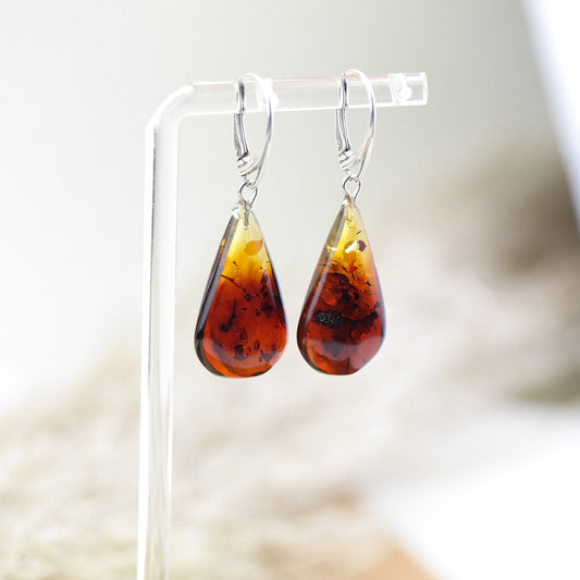 Ombre drop earrings from natural amber