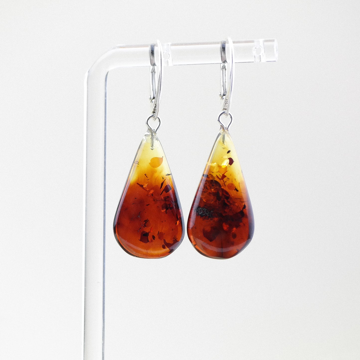 Ombre drop earrings from natural amber