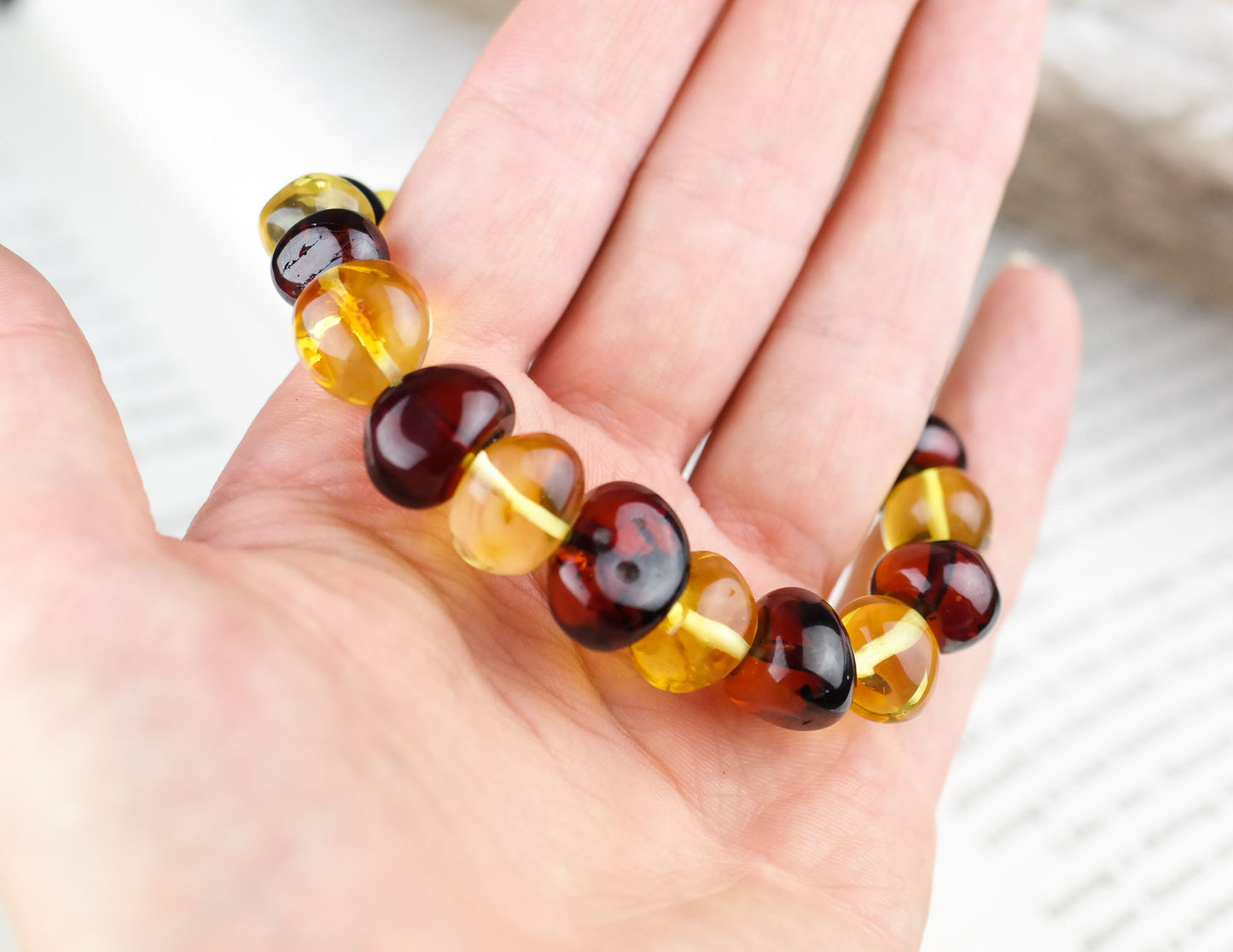 Natural Baltic amber beaded bracelet