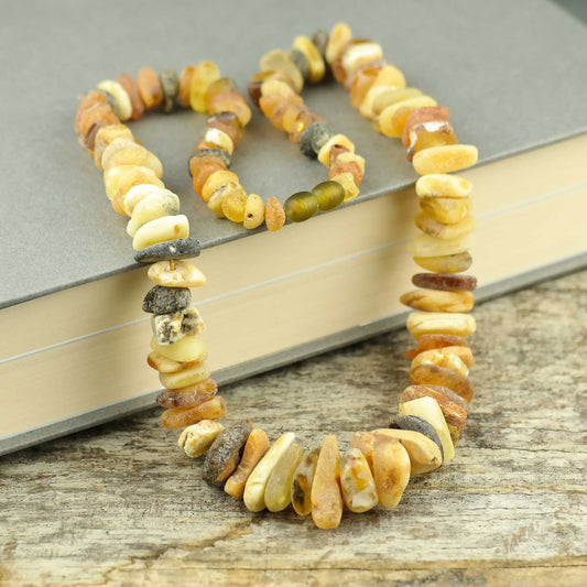 Raw natural Baltic amber necklace