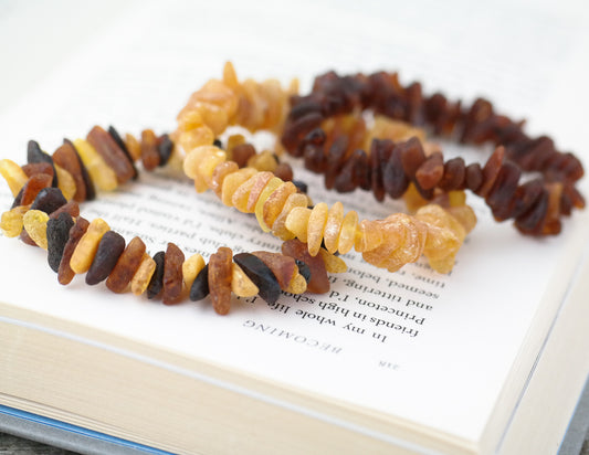 Raw chip style amber bracelets