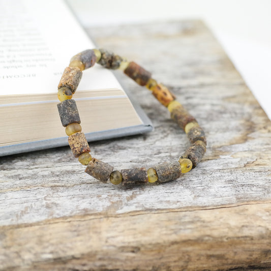 Baltic amber bracelet from tube shape beads