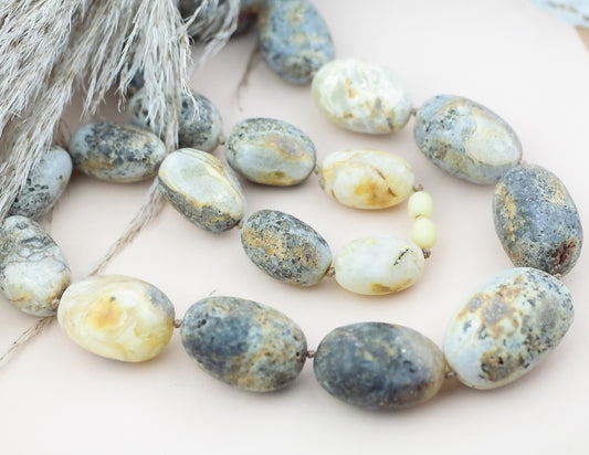 Statement necklace from natural raw amber beads