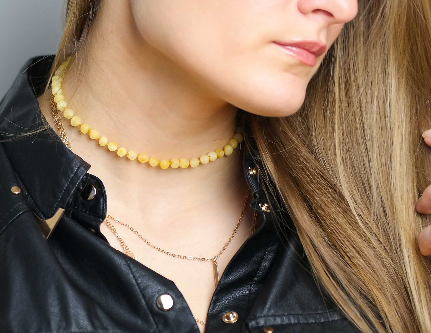 Natural raw Baltic amber chokers