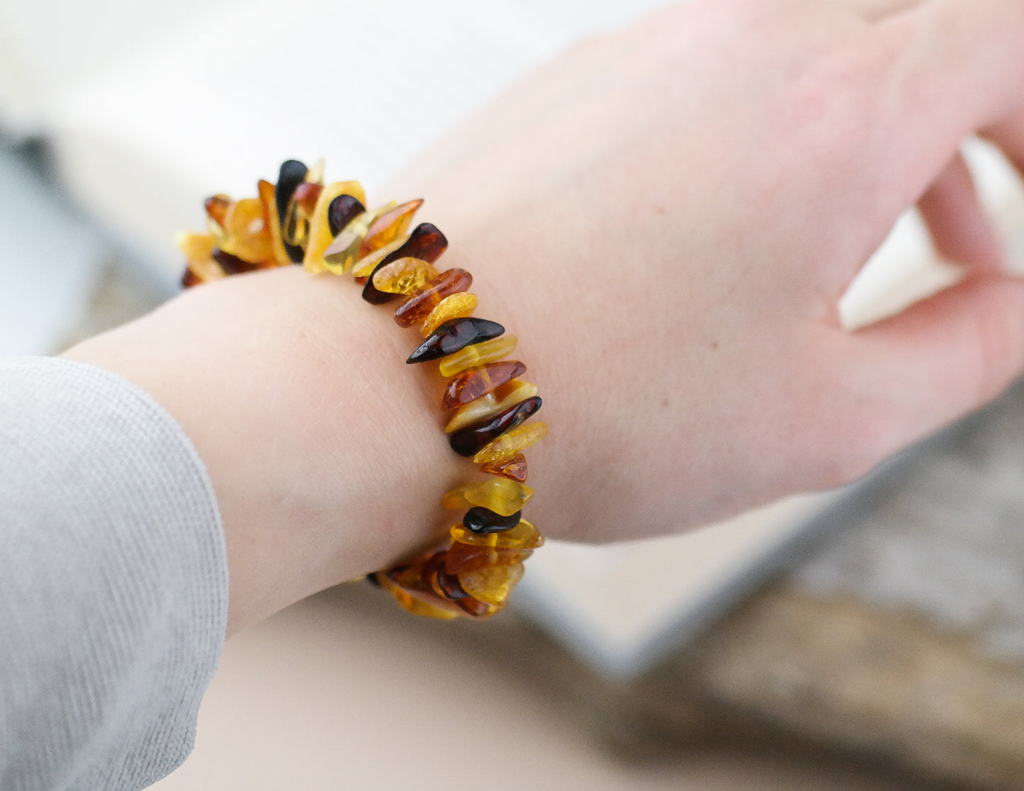 Unique chip style, unisex amber bracelets