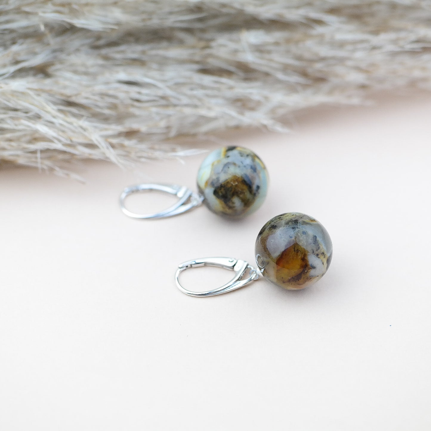 Unique natural amber drop earrings