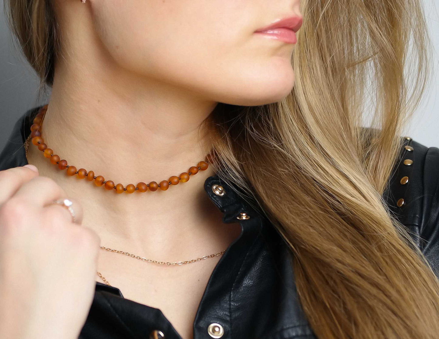 Natural raw Baltic amber chokers