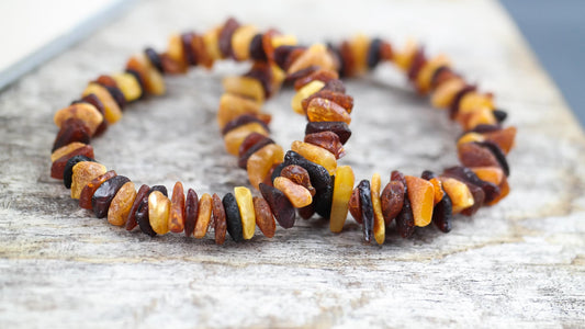 Raw amber bracelet from chip style beads