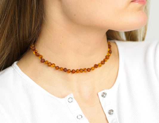 Amber choker with cognac colour beads