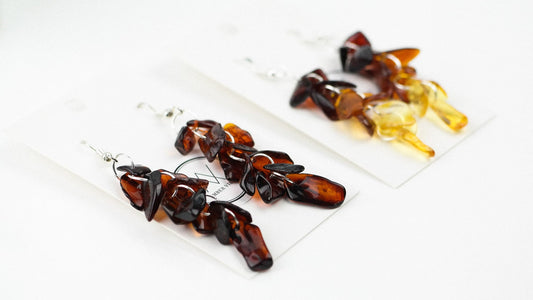 Natural amber multicolour earrings