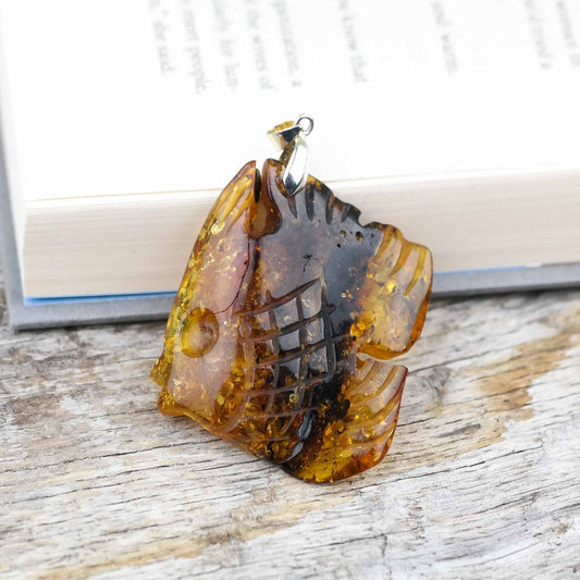 Fish amber pendant