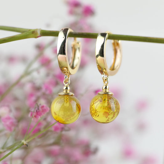 Gold plated amber earrings