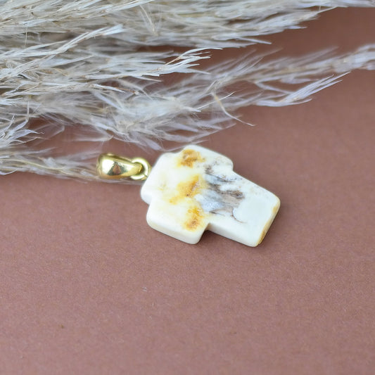 Unique natural amber cross pendant