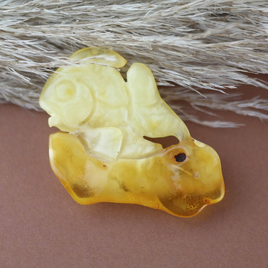 Hand carved amber fish figurine