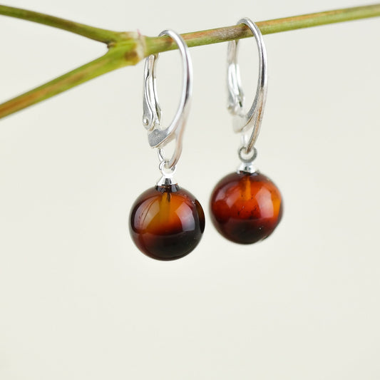 Dangle amber earrings