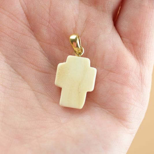 White amber cross pendant