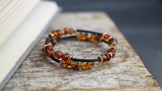 Wrap on bracelets with amber beads