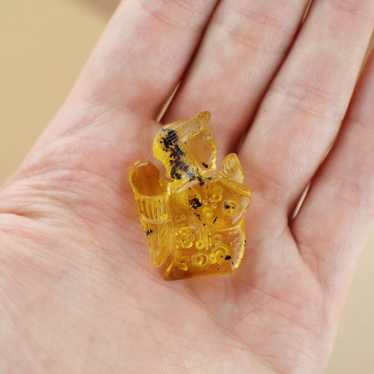 Hand carved natural Baltic amber angel